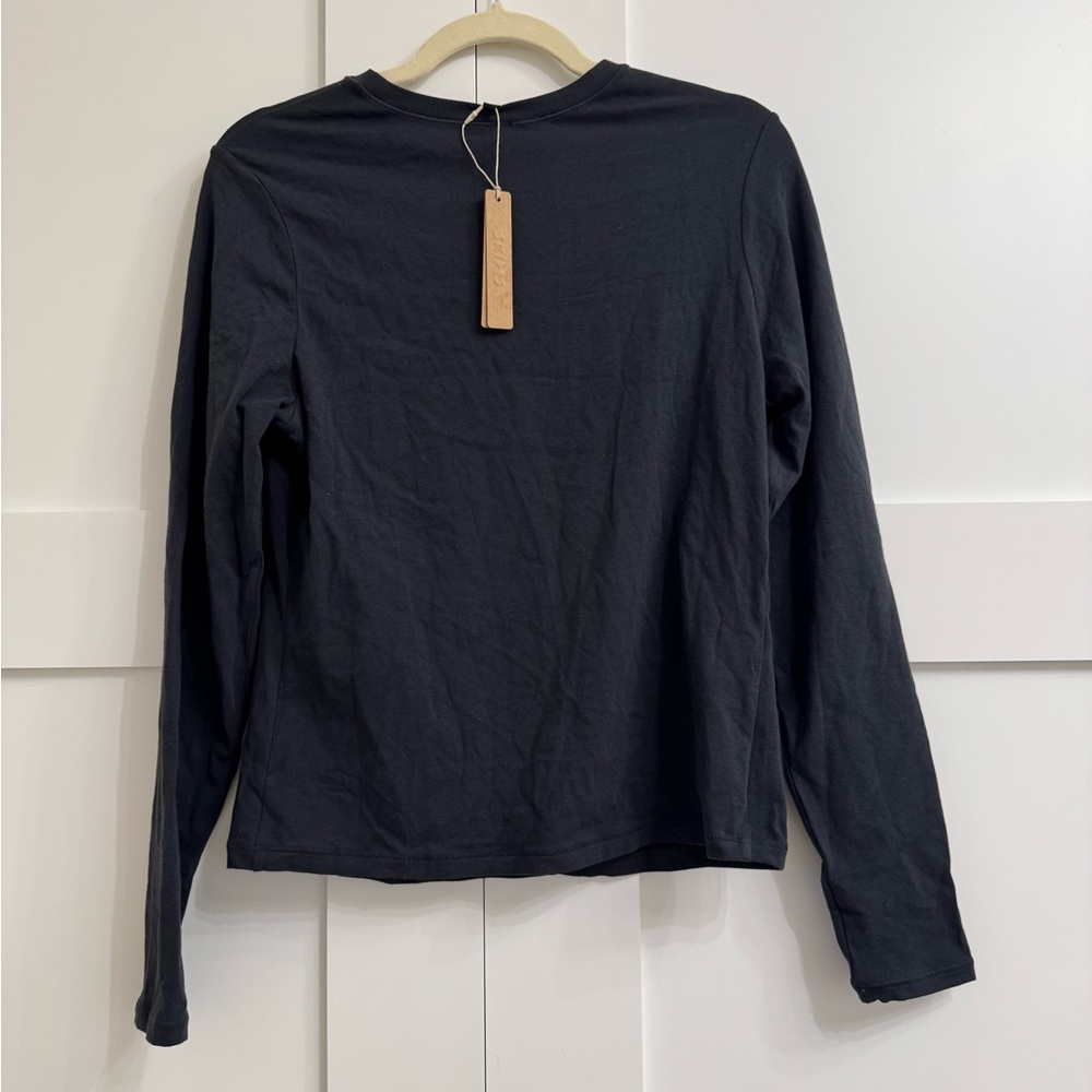 Skims Cotton Jersey Long Sleeve T-Shirt in Soot, Size XL - Picture 2 of 3